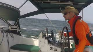 Crossing Strait of Georgia, Beneteau 361, Full canvas, Wind gusting 20 knots , SOG 7.5 knots
