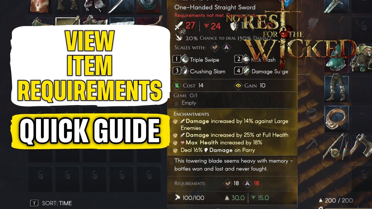 How to View Item Requirements No Rest for the Wicked Quick Guide