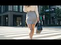 後ろ姿美人 | 風に髪を揺らしながら出勤するタイトスカートのOL美女 / Office Elegance in the Breeze