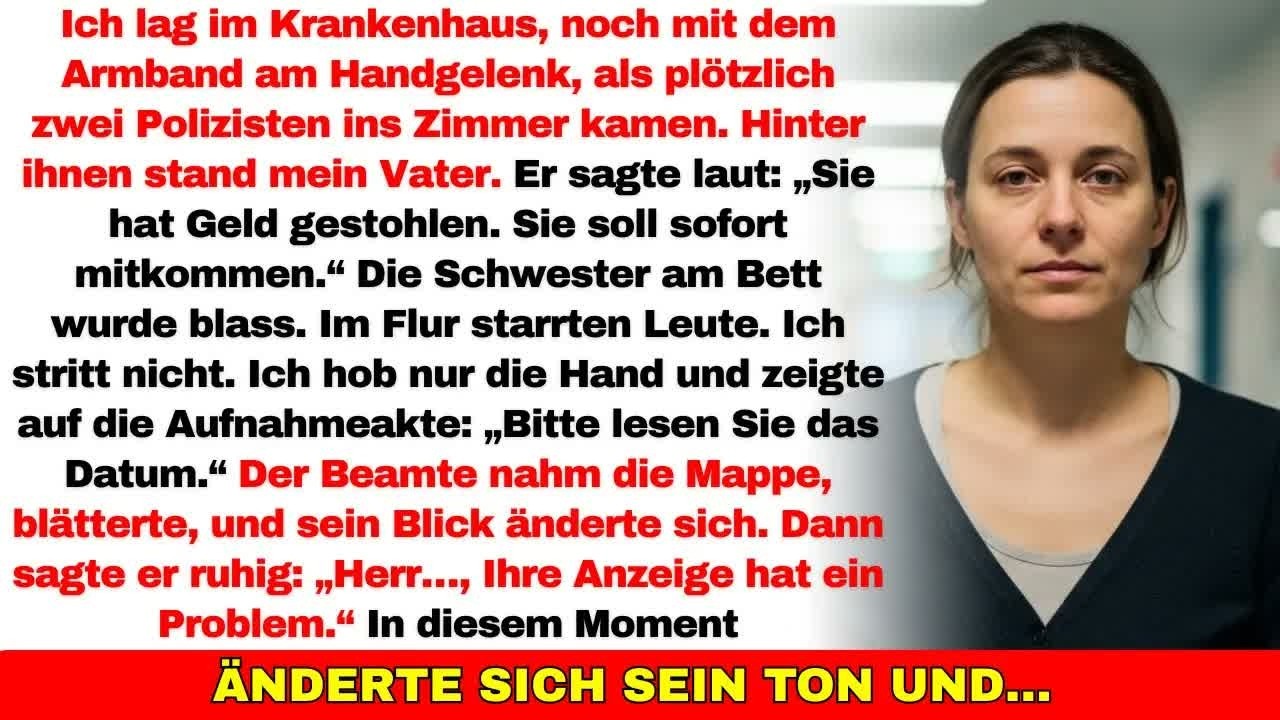 Im Krankenhaus wartete die Polizei… mein Vater zeigte mich mit Lügen an, während ich dort lag… m
