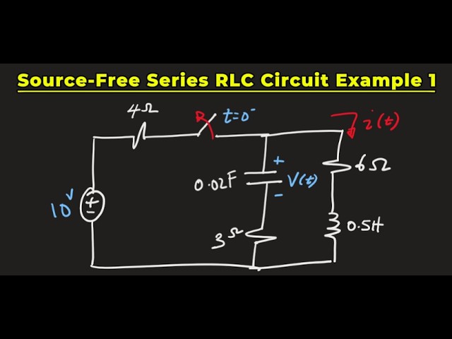 Source-free series RLC circuit example 1 - clearly explained