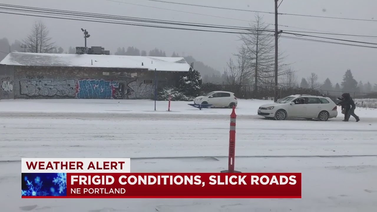 Snow causing treacherous conditions in Northeast Portland