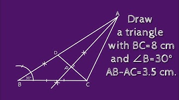 How to draw a triangle with BC=8 cm,∠B=30° and AB-AC=3.5 cm.shsirclasses.