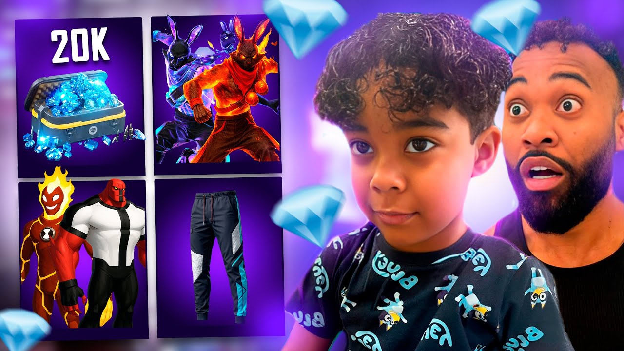 COMPREI AS SKINS MAIS RARAS DO FREE FIRE PRO MEU FILHO! 