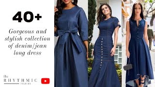 Top sophisticated and stylish long denim/jean dress for girls and women 2021|fashion dress screenshot 2