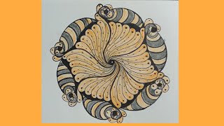 Flowerbarrel Tangle Pattern Easy step by step