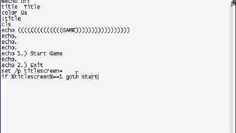 Batch Game Tutorial 1