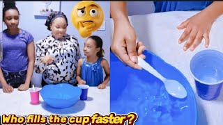 Who can fill up the cup faster with a t-spoon  wins the game / family fun time challenge  screenshot 4