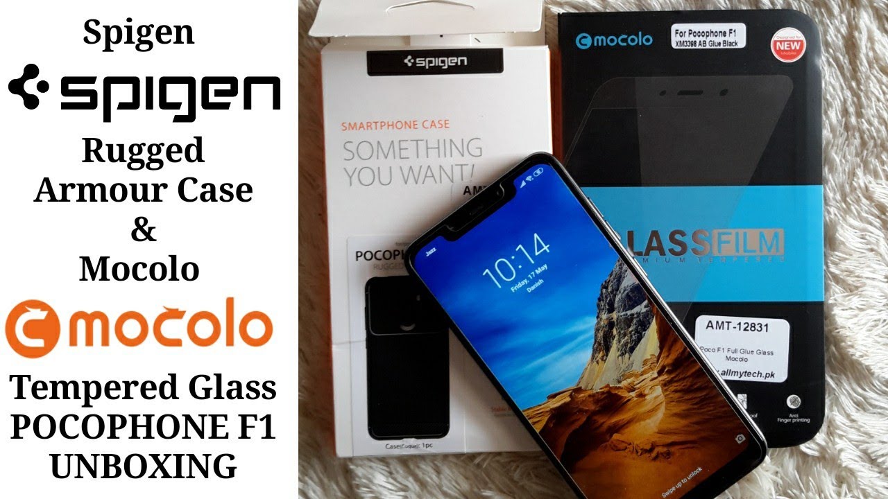 SPIGEN Rugged Armor case for POCOPHONE F1 & MOCOLO Protective Glass UNBOXING!!!