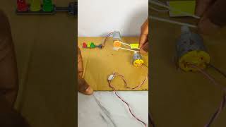 How to make Belt Drive Traffic light and Led light Using DC Motor | Simple Science Project #shorts