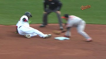 BAL@BOS: De Aza throws Ortiz out at second base