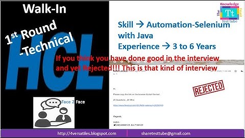 HCL-Selenium: Java Interview Question& Answers||3-6 Years Walk in Experience||Technical