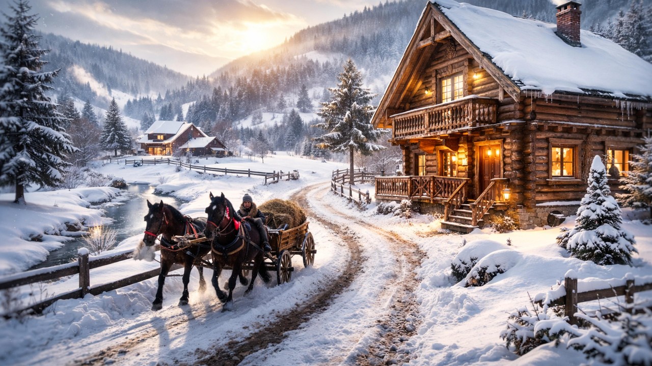 Walking Through a Frozen Fairytale Village – Just Snow, Animals, and Peace