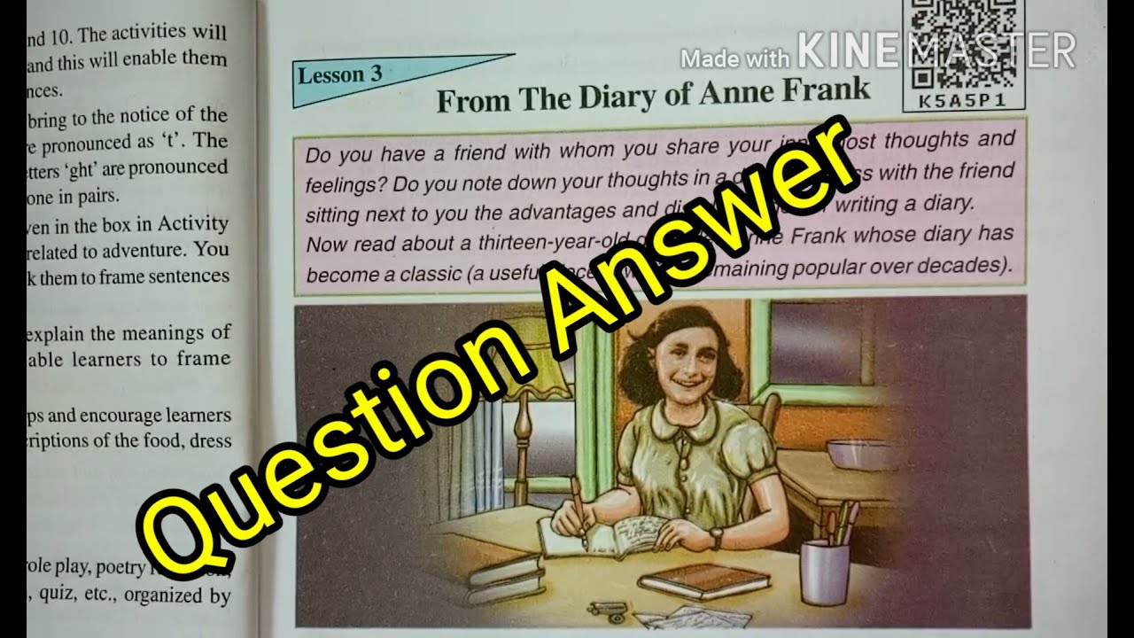 SCERT Class 7 English lesson 3 From the diary of Anne Frank question ...