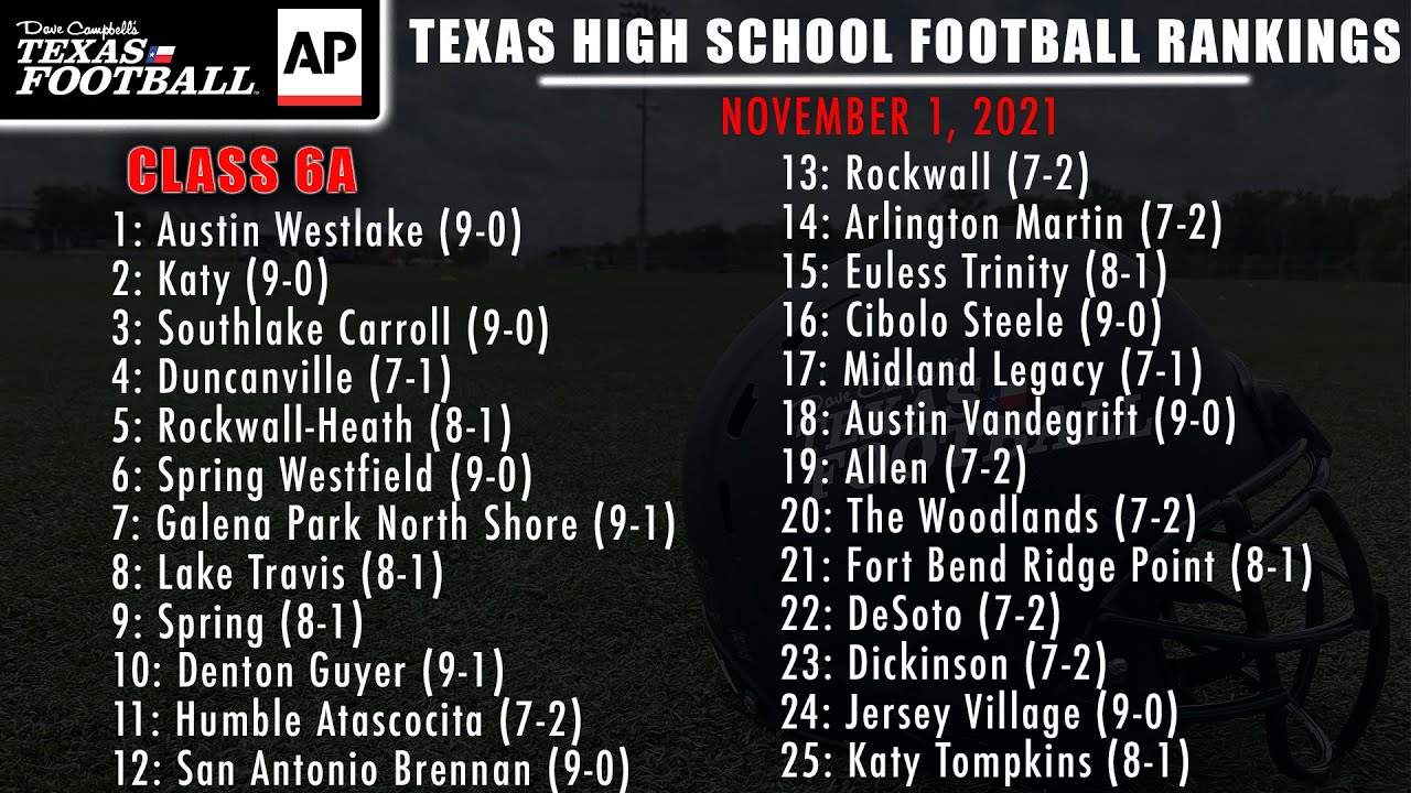 DCTF/AP Official Texas High School Football Rankings Week 11 YouTube