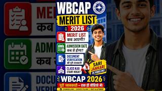 WBCAP College Admission 2026 Merit List &amp; Seat Allotment Released | Important Dates, &amp; Verification