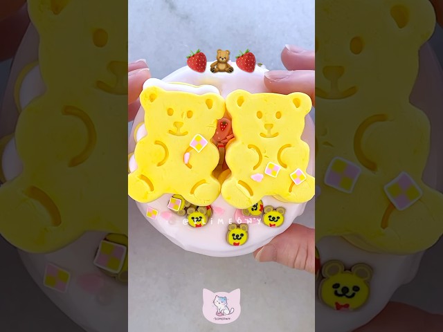 strawbb bear cookie slime mixing asmr 🍓🧸 crunchy & satisfying