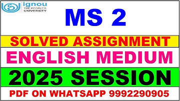 MS 2 solved assignment 2025 in English || ms 2 solved assignment 2025 || ignou ms2 2025
