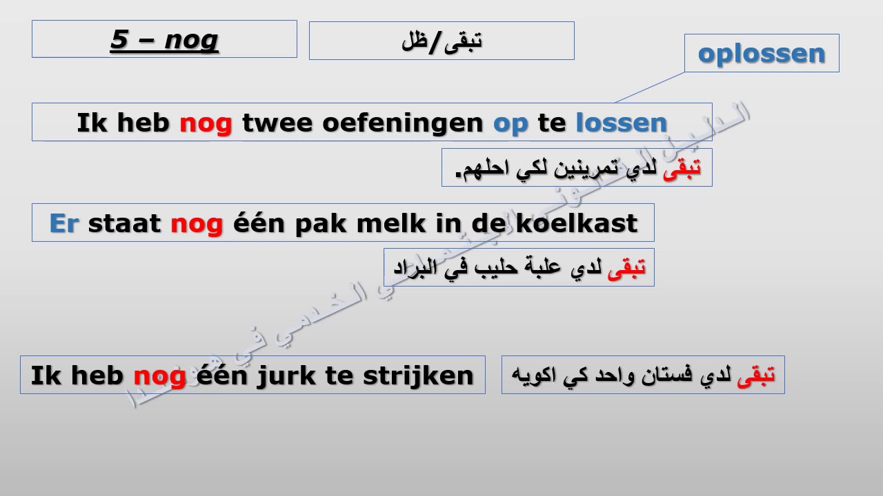 Nog  تعلم اللغة الهولندية: الدرس التاسع والثلاثون: الاداة المهمة