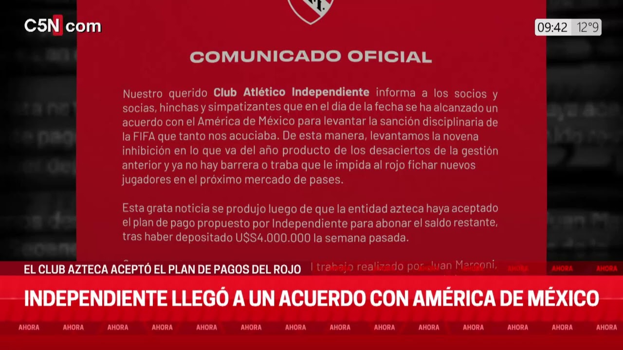 Independiente acuerdo con el América de México 