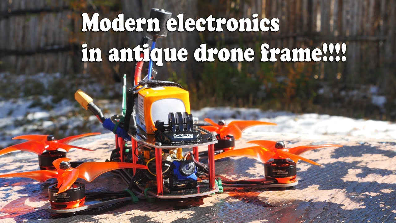 Modern electronics in an antique drone frame.