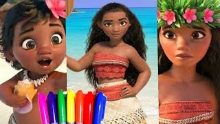 Disney Princess of Pacific MOANA Coloring Book Page Fun for kids to Learn Art COMPILATION