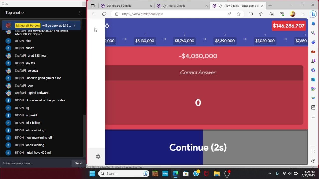 hosting a gimkit live YouTube