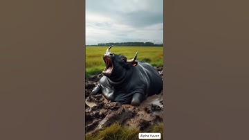 Fat cow stuck in the mud farmers saved it #humanity #cow #cowlover #shortsfeed #animals #rescue #ai