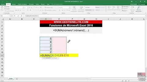 FUNCION SUMA MICROSOFT EXCEL 2016
