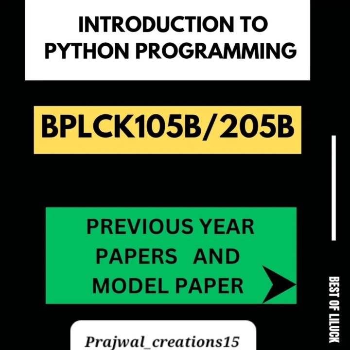 Introduction To Python Programming Vtu Previous Year Papers. #vtu # ...