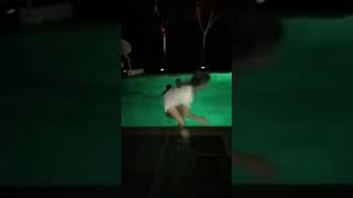 Girl slips into pool