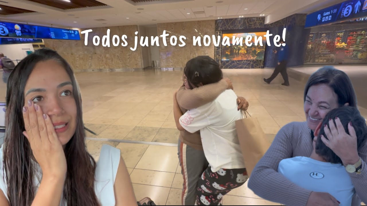 Reencontro emocionante no aeroporto, todos juntos novamente 🙏🏼
