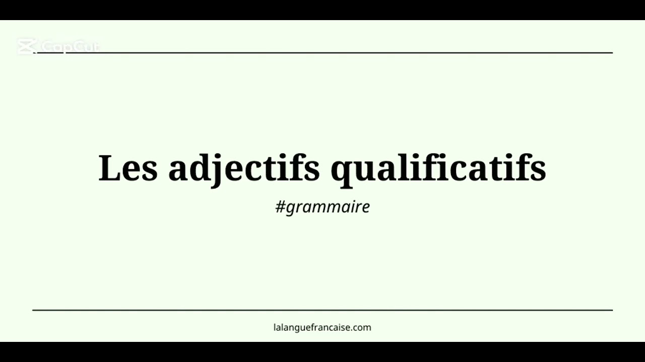 La adjectif qualificatif - YouTube