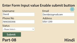 Enter all Form Input Value Enable Submit Button in React js