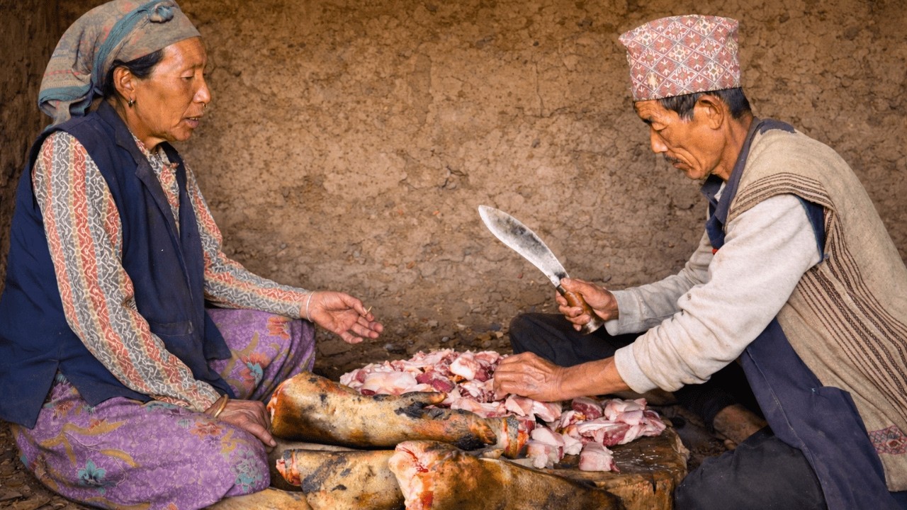 Organic Gardening & Slow Cooked Pork Leg on Wood Fire | Authentic Rural Village Life