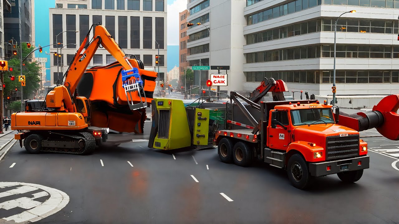 Helicopter Crash Hits Dump Truck! Excavator & Tow Truck Rescue 🚁🚛 | CONSTRUCTION VEHICLES
