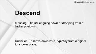 Descend Meaning