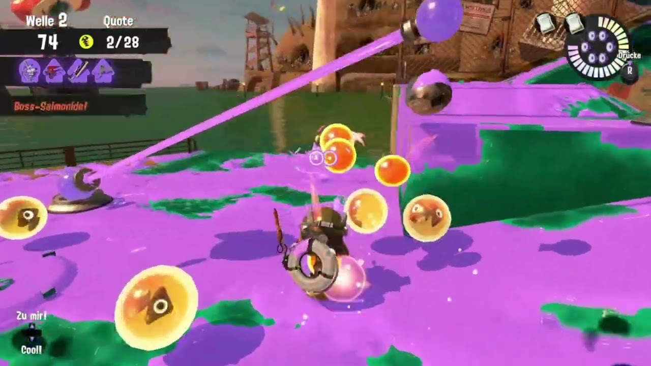 Splatoon 3, Salmon Run, Challenge, Sastrugi, 115 Golden Scales so far.