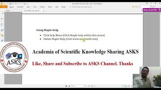 Maple Tutorial 8 (From Basic to Advance) Topic: Getting Help from Maple or Maple Help #ASKS #Urdu