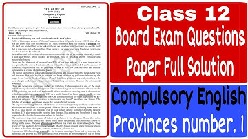 Class 12 Compulsory English NEB Board Exam 2079 Question Paper full Solution | Province no 1 |