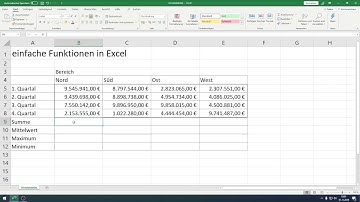 Excel - einfache Funktionen - SUMME, MITTELWERT, MAX und MIN