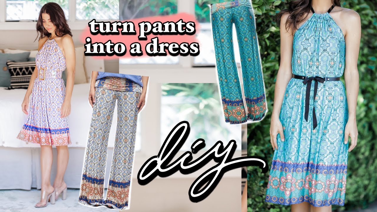 DIY: Turn PANTS Into a Drawstring DRESS (EASY!!) -By Orly Shani - YouTube