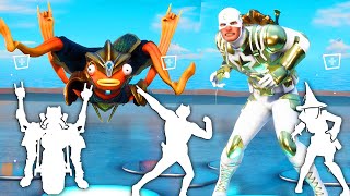 Fortnite Atlantean Fishstick and Captain America GHOST doing All Built-In Dances & Emotes