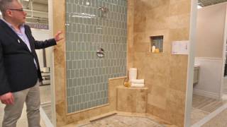 Shower Tile Ideas - Blue Glass Subway Tile - Design Your Bathroom Today