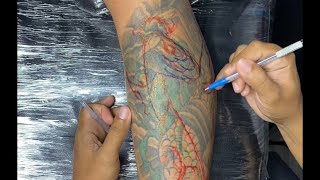 FREEHAND cover up Koi fish tattoo by Damik tattoo