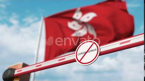 Closed Gate with STOP CORONAVIRUS Sign Near Flag of Hong Kong | Motion Graphics - Envato elements