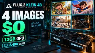FLUX.2 klein 4B on a 12 GB card: 4 images, 19 seconds each, Apache licensed