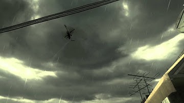 Recon drone hit by throwing knife?