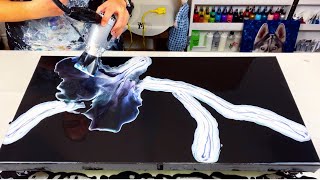 # 433 - HOW TO Flood Your Canvas & A STUNNING Pearl Painting🖤! ~ Acrylic Pouring ~ Abstract Art