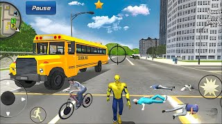 Spider Rope Hero Gangster Crime Vegas City Simulator Fun Drive School Bus #21 - Android Gameplay screenshot 4
